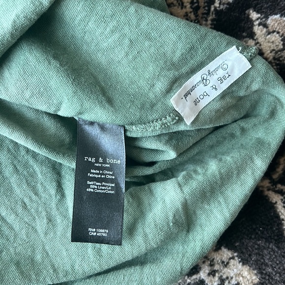 Rag & Bone size large Haydon Tie Dye Linen & Cotton T-Shirt in leaf green - Picture 8 of 8